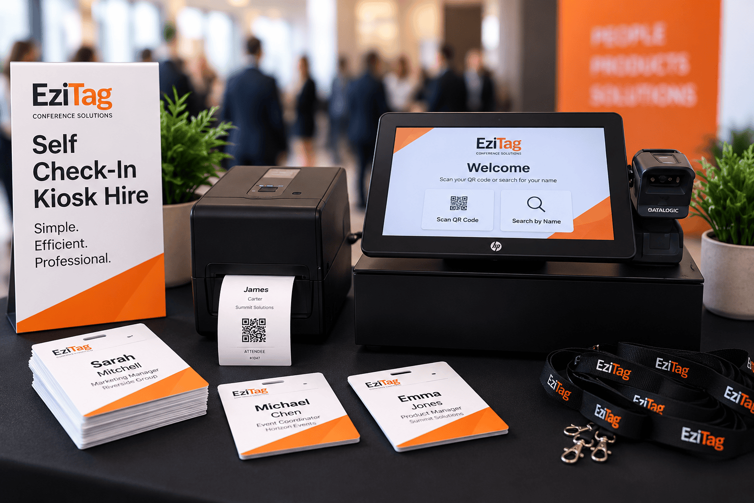 Self-service check-in kiosk in use